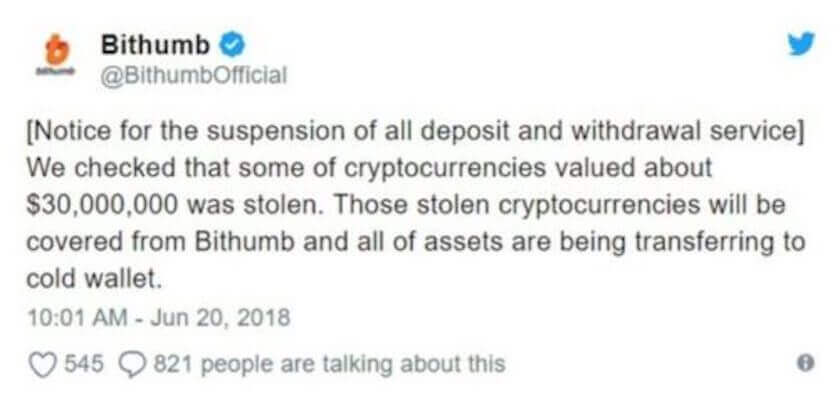 Bithumb взломали. Хакеры украли с биржи 31,5 миллиона долларов, счета трейдеров заморожены. Как защитить монеты от мошенников. Фото.