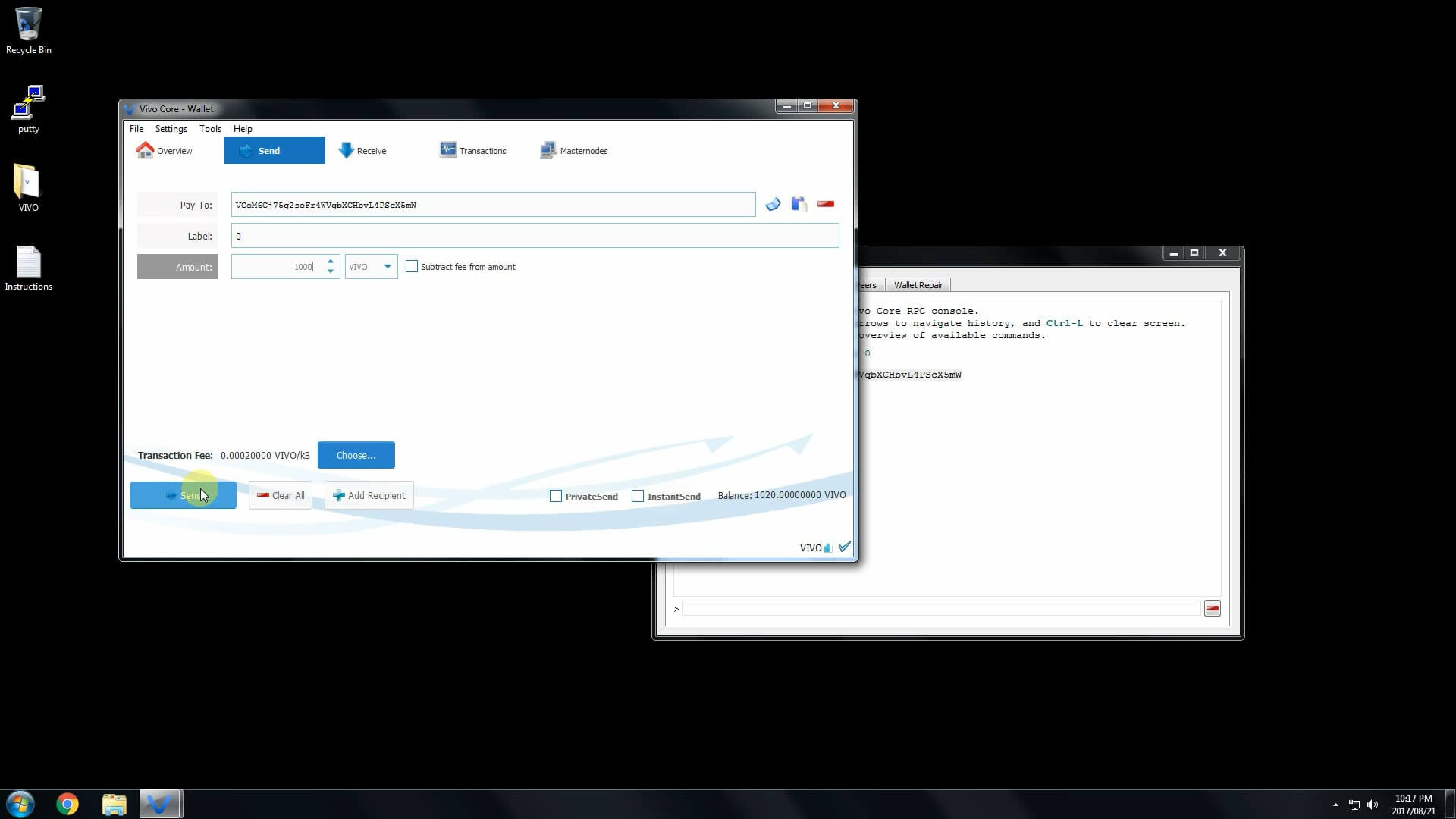 VIVO. Характеристики монеты, настройка мастерноды на Windows и её прибыльность.. Шаг четвёртый.. Фото.