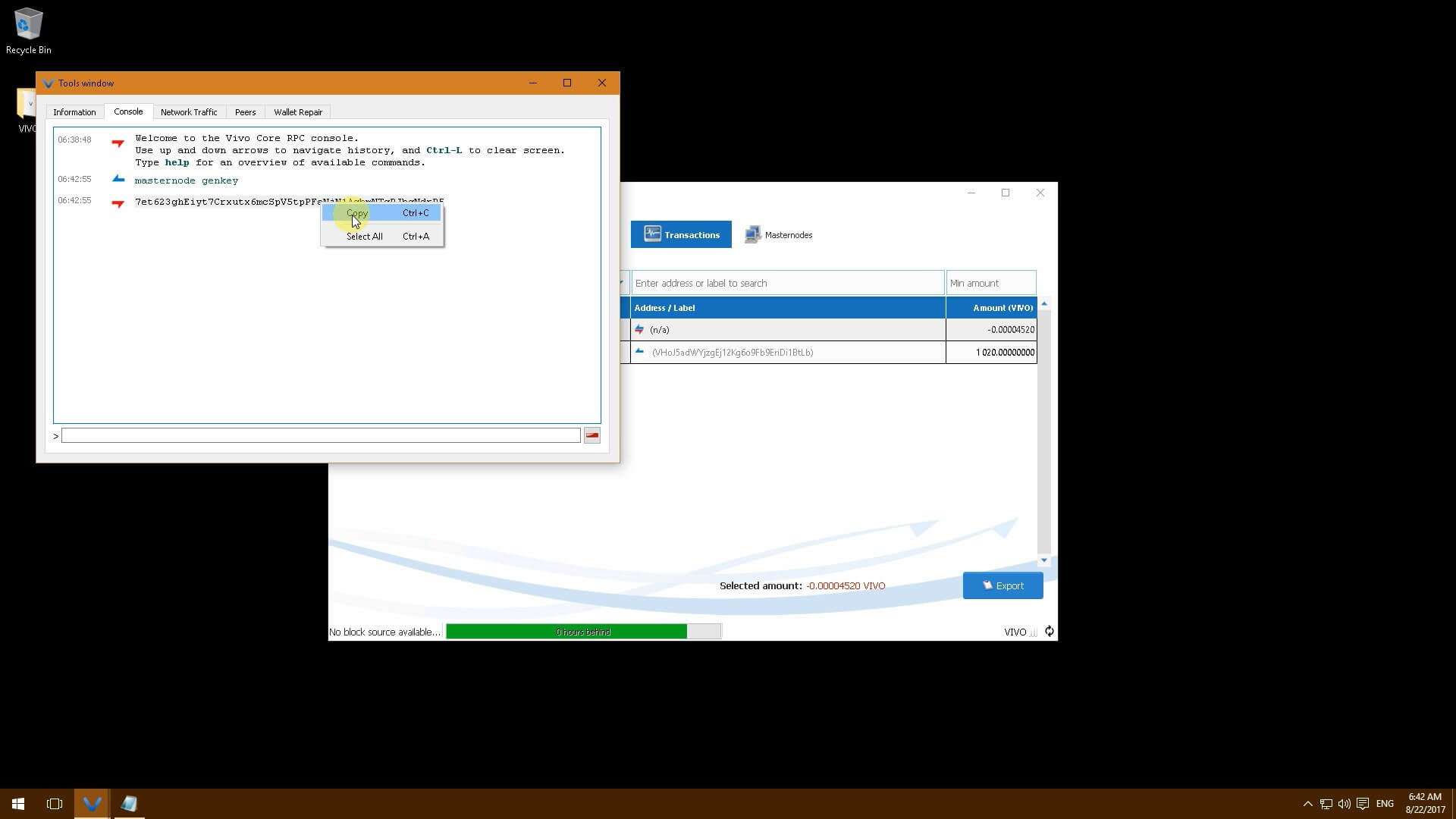 VIVO. Характеристики монеты, настройка мастерноды на Windows и её прибыльность.. Шаг пятый.. Фото.