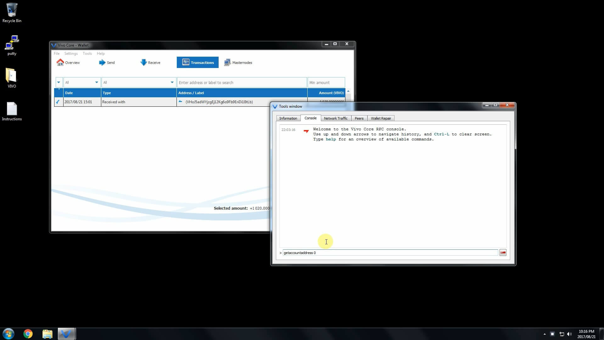 VIVO. Характеристики монеты, настройка мастерноды на Windows и её прибыльность.. Шаг четвёртый.. Фото.