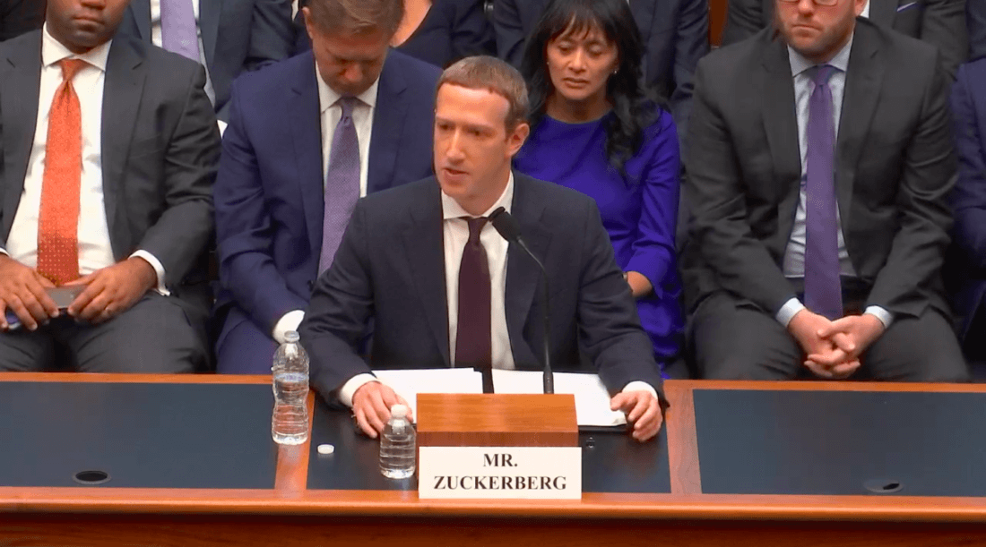 Вопрос регулирования криптоотрасли. Марк Цукерберг на слушании в 23 октября 2019 года. Источник: видеотрансляция на YouTube. Фото.