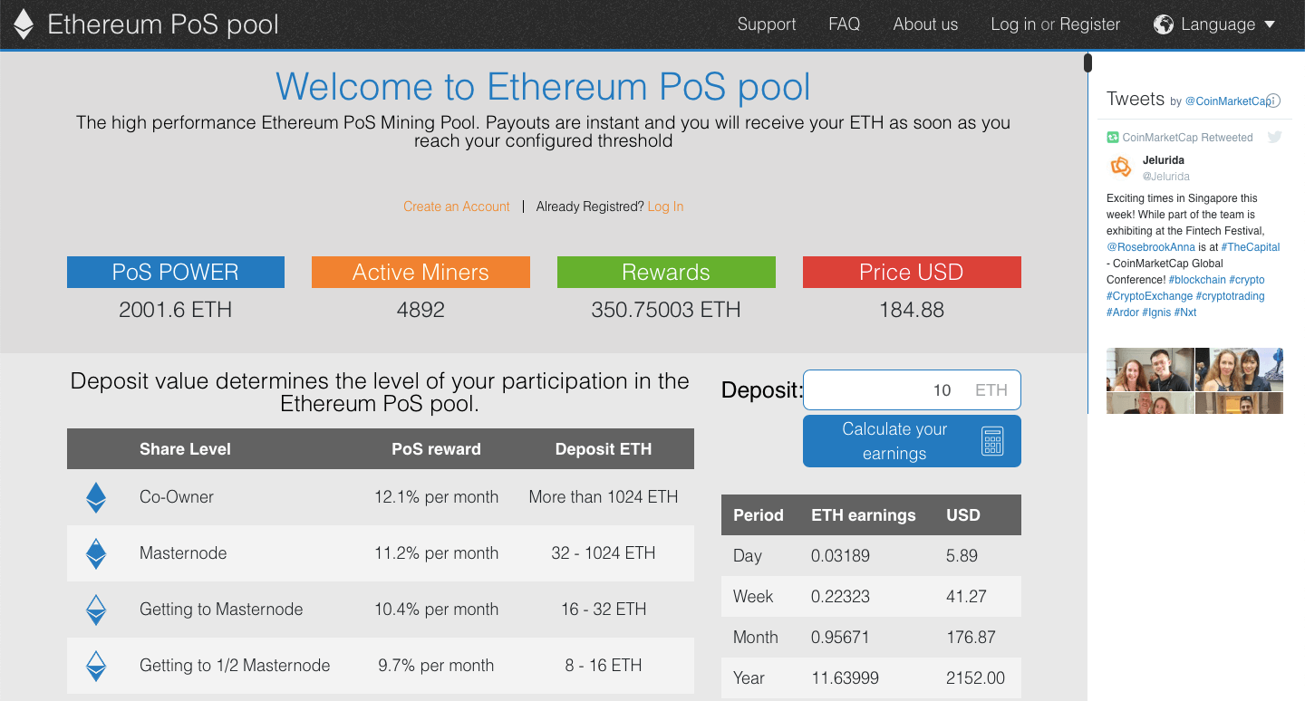 Ethereum POS Pool — развод. Сайт «пула». Источник: скам-проект PoS-пула. Фото.