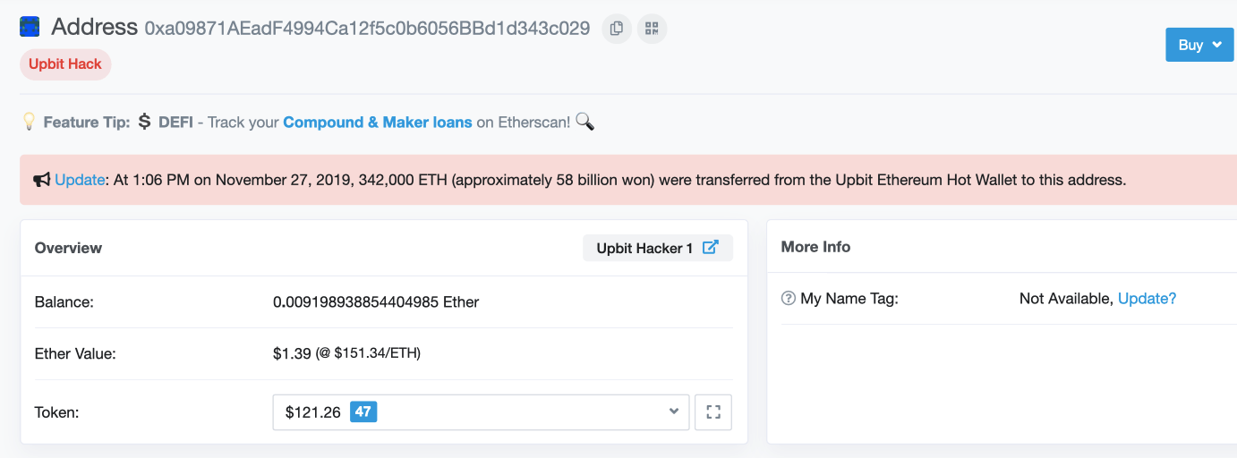Хакер украл у криптобиржи 51 миллион долларов. Его просят поделиться. Баланс кошелька хакера. Источник: Etherscan. Фото.