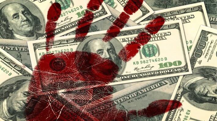 доллар кровь рука
