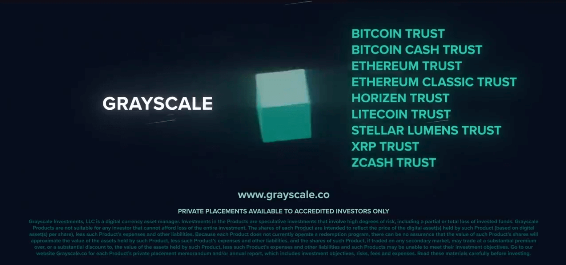 Реклама криптовалют в телевизоре. Заключительный кадр рекламного ролика. Фото.
