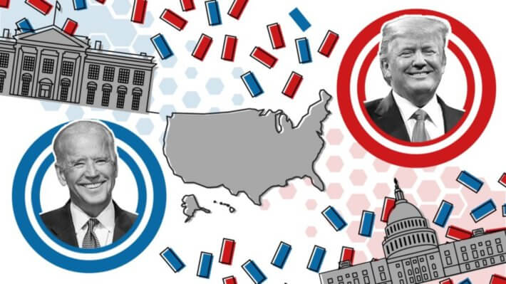 Какой будет реакция курса Биткоина на президентские выборы в США? Фото.