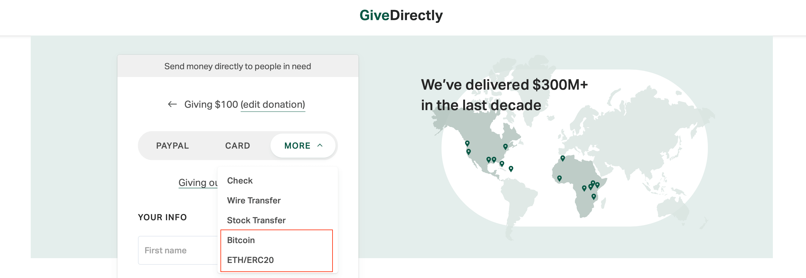 За сколько продали первый твит. Поддерживаемые способы оплаты на GiveDirectly. Фото.