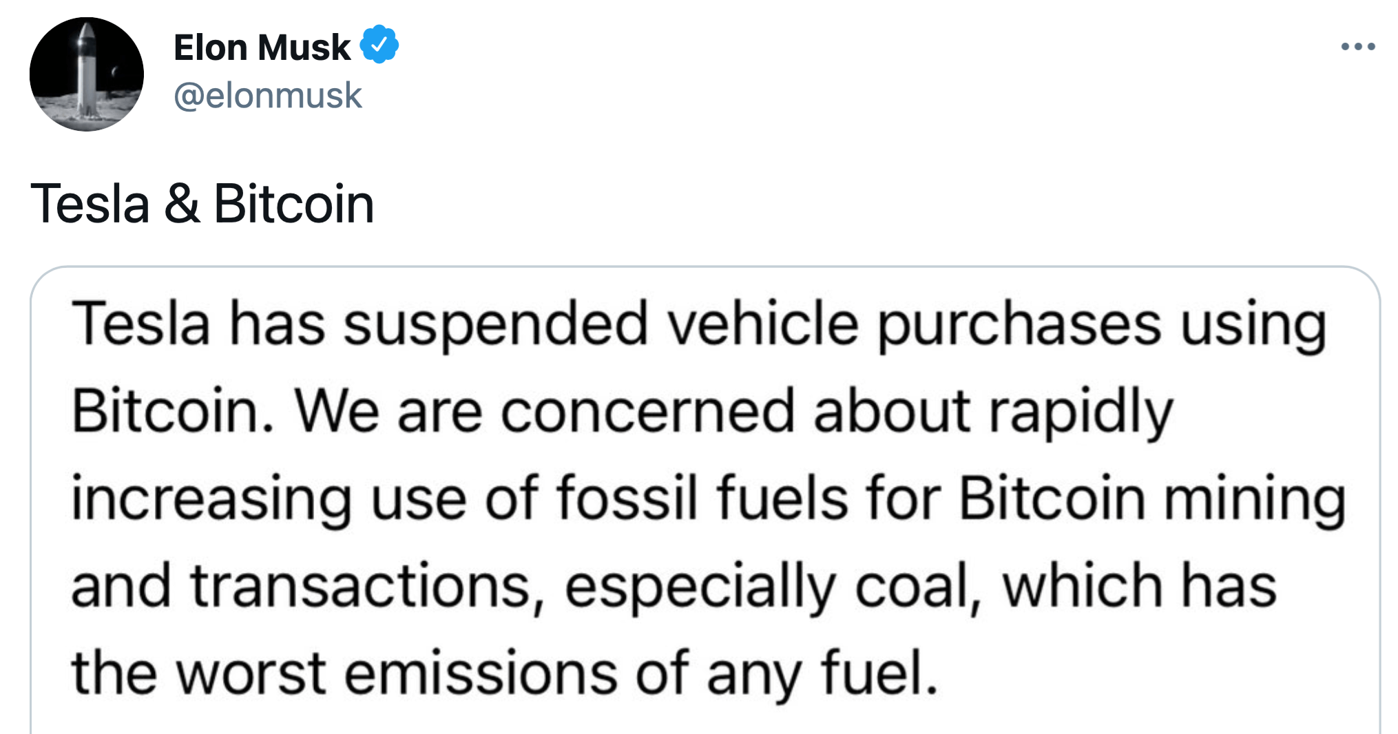 Почему Tesla отказалась от биткоинов. Твит Илона Маска о Биткоине. Фото.