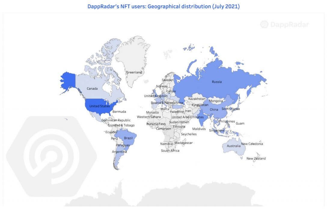 Как растёт популярность NFT. Страны, где NFT популярнее всего. Фото.
