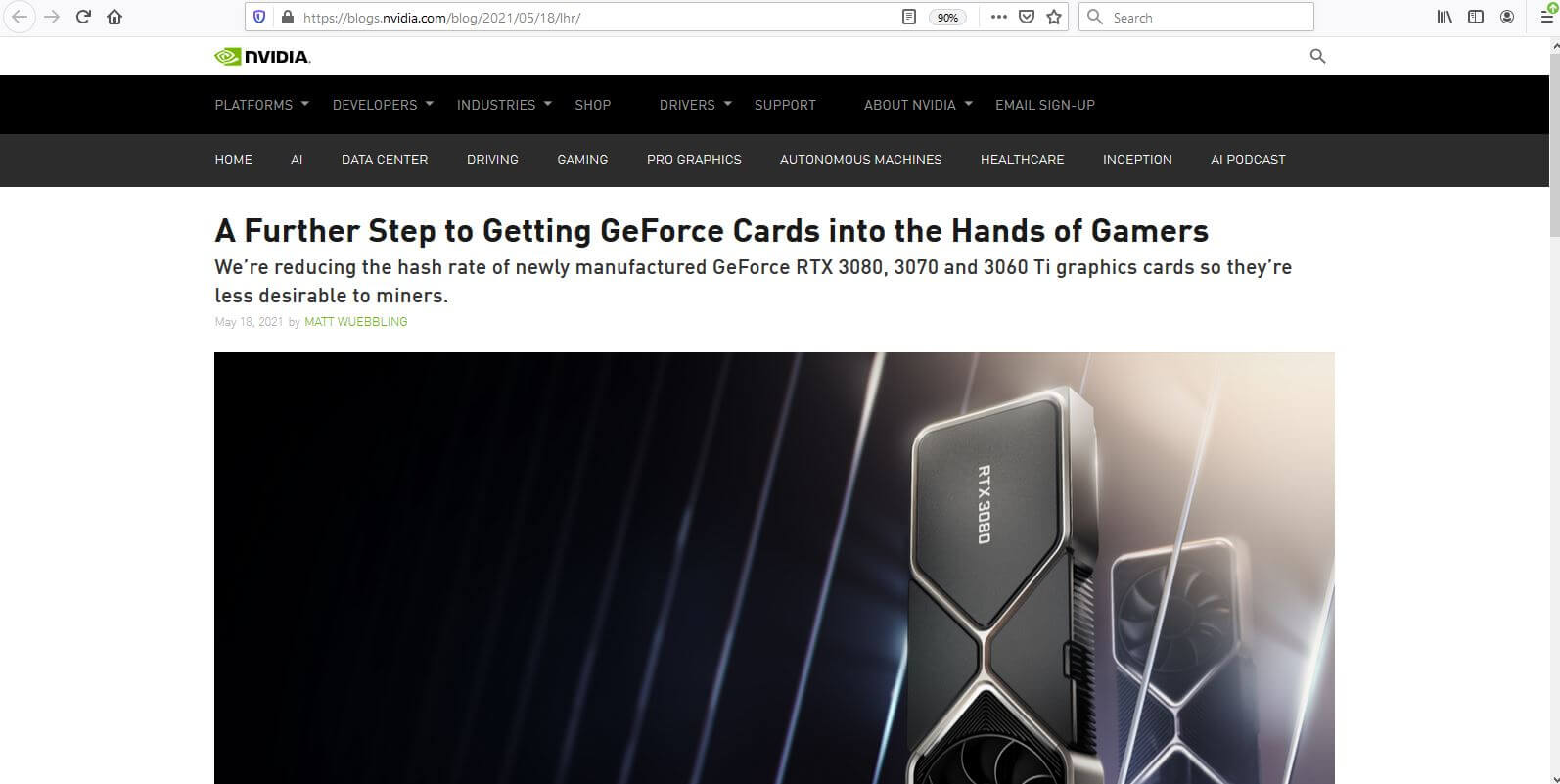 Что такое LHR-видеокарты и как они появились. Статья на сайте Nvidia. Фото.