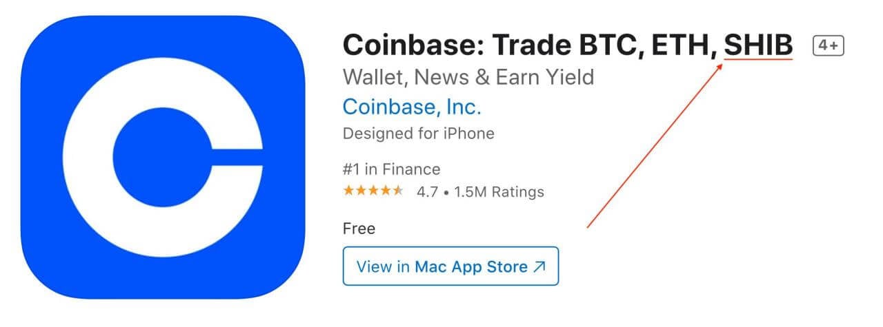 За что критикуют криптовалюты. Подпись приложения Coinbase в магазине App Store. Фото.