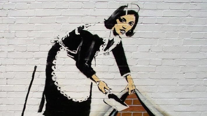 Стрит-арт художника Banksy продадут в виде NFT. Раньше его считали утраченным. Фото.