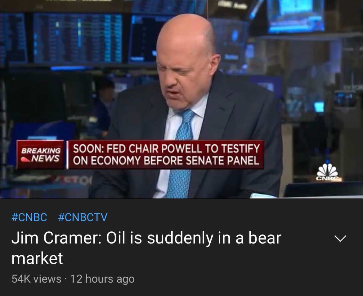 Чего ждать от криптовалют. Крамер говорит о начале медвежьего тренда на рынке нефти. Фото.