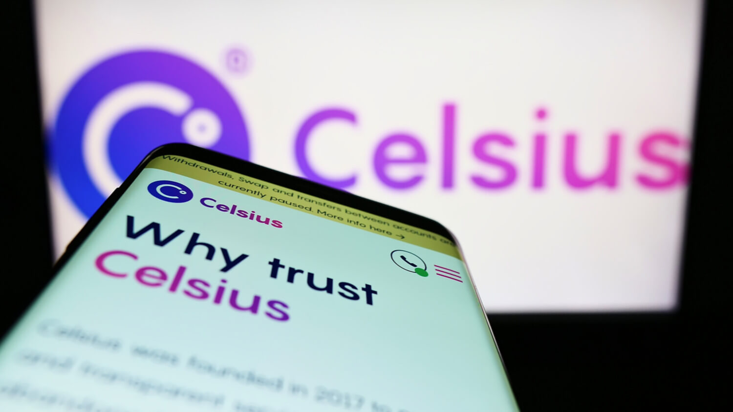 Кризис ликвидности Celsius. Логотип лендинг-платформы Celsius. Фото.