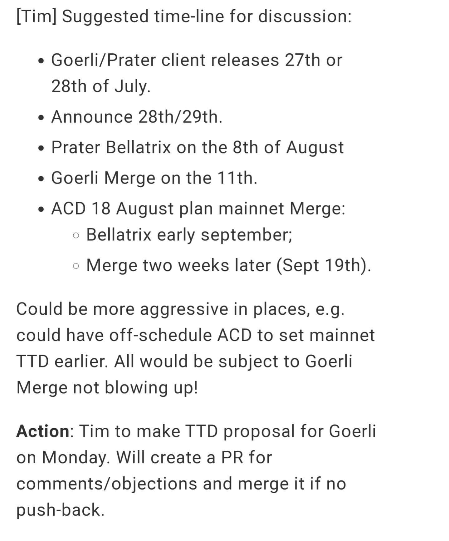 Переход Эфириума на PoS состоится 19 сентября. Расписание обновления Эфириума от разработчиков проекта. Фото.