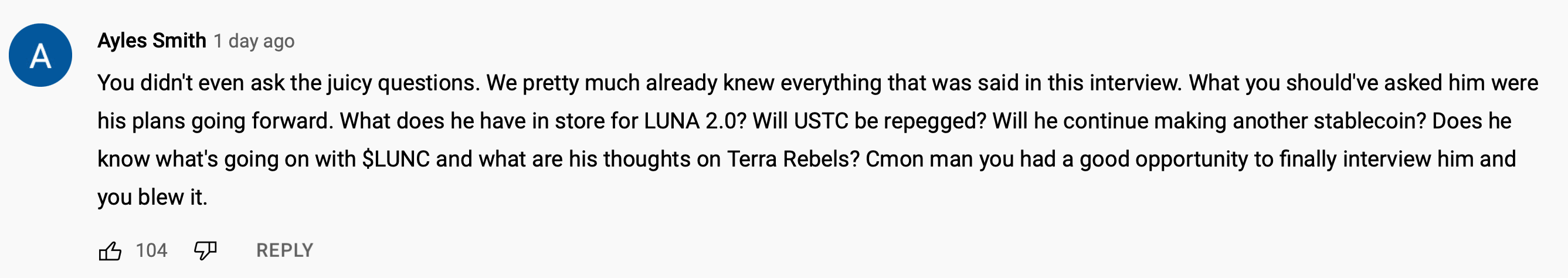 Что происходит с создателем Terra? Критика под видео интервью с До Квоном. Фото.