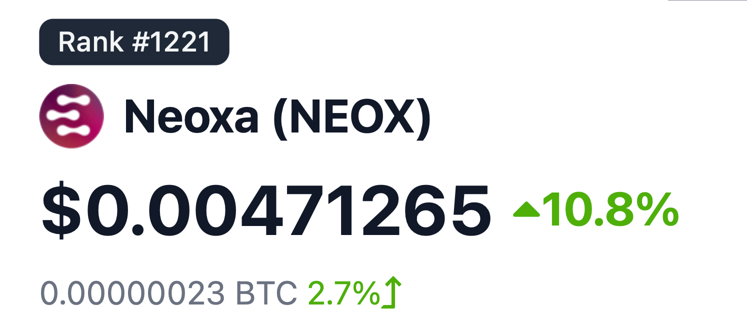Neoxa NEOX курс