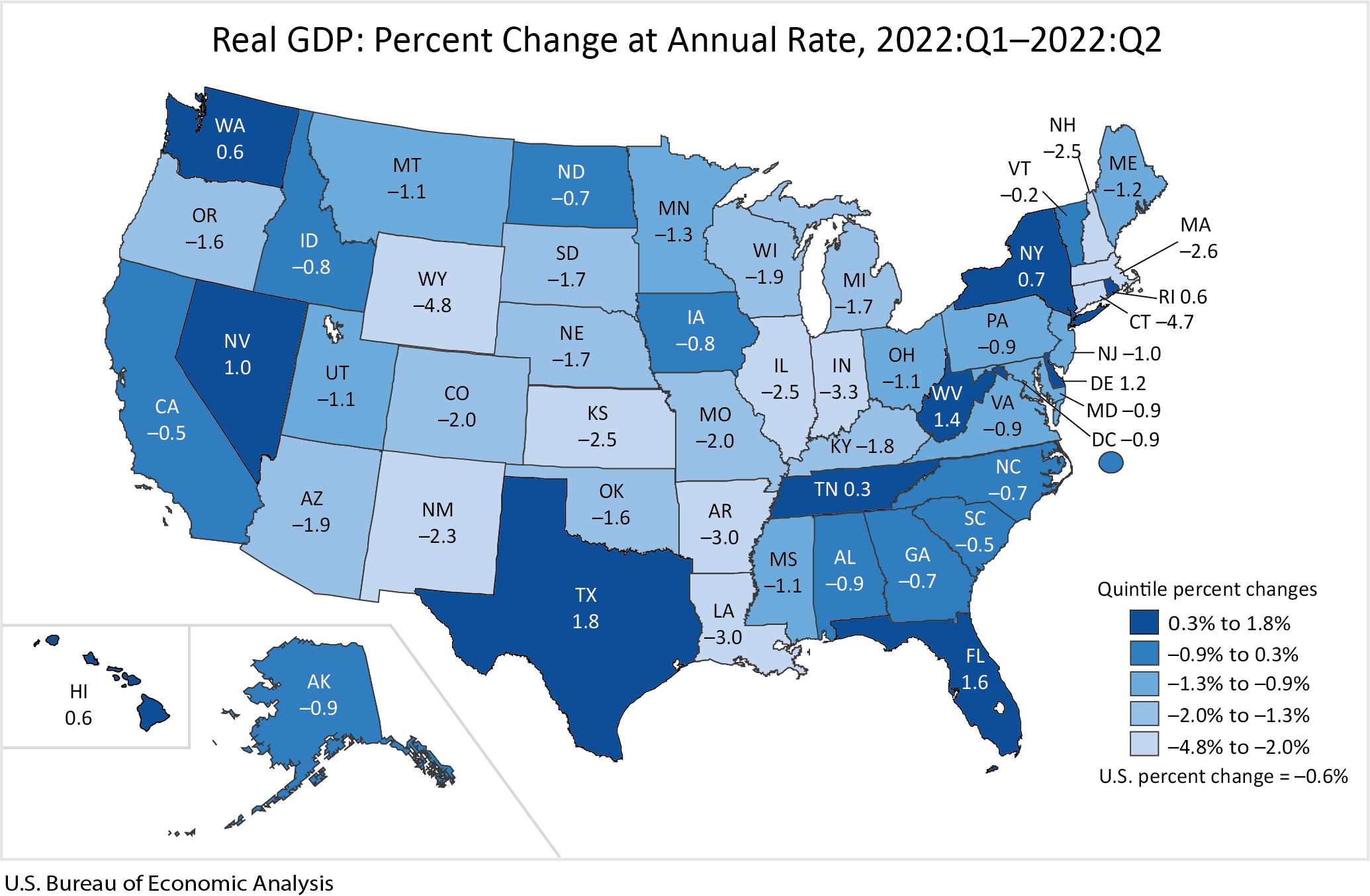 Что будет с Биткоином во время кризиса? ВВП США в первом и втором квартале 2022 года по штатам. Фото.