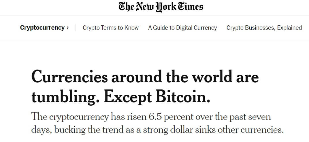Что будет с Биткоином и другими криптовалютами? Статья в New York Times. Фото.