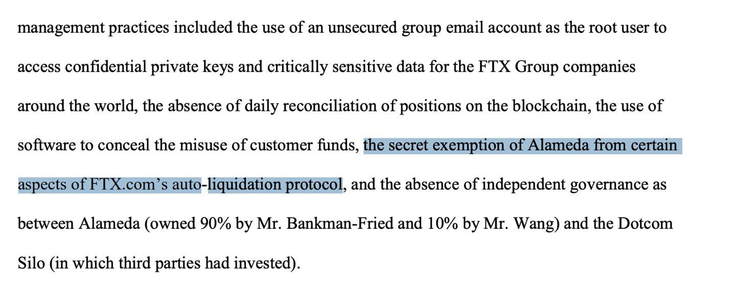 Что будет с криптовалютной биржей FTX. Документ, в котором упоминается отсутствие ликвидаций по позициям Alameda Research. Фото.