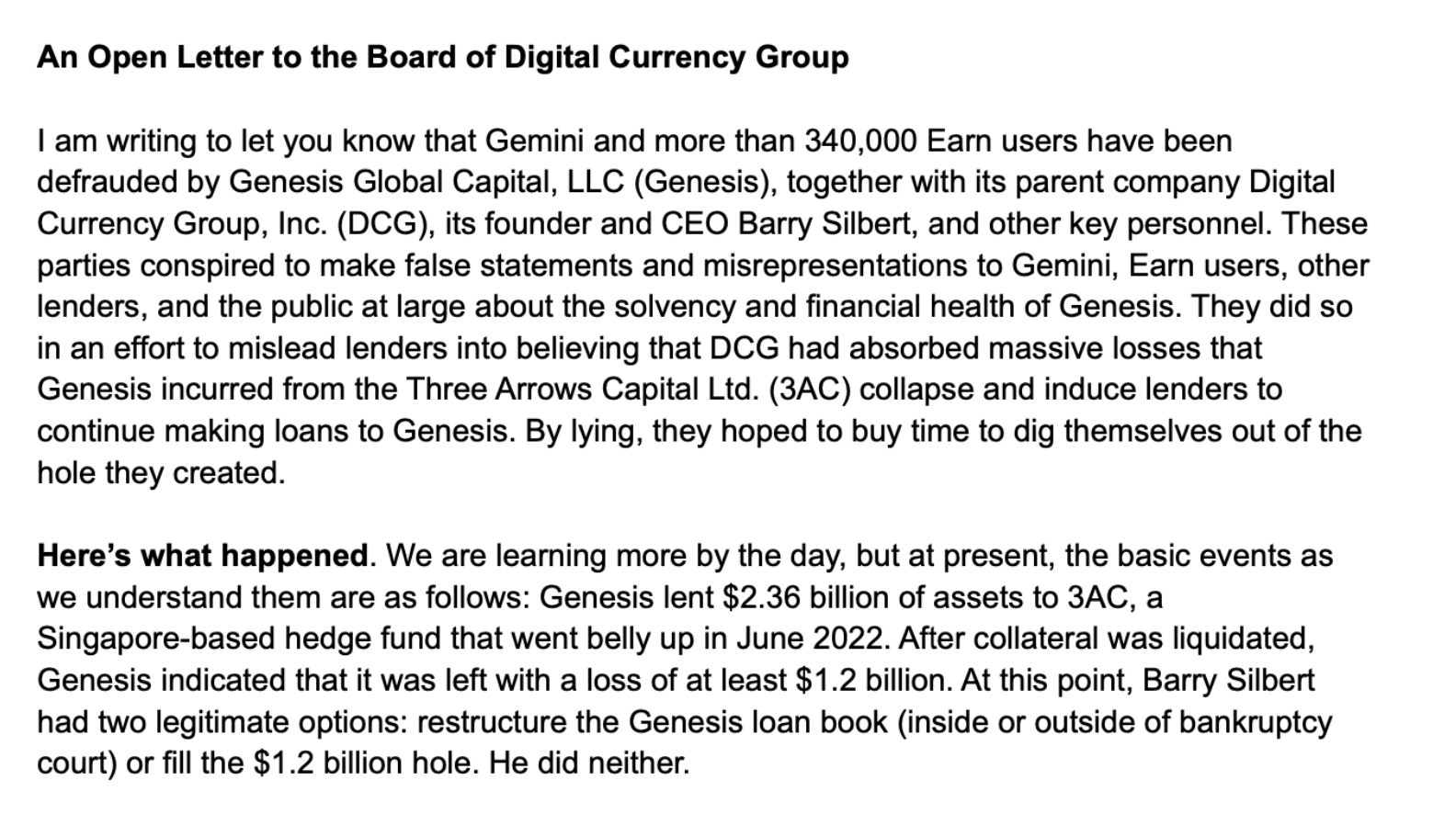 Что будет с Digital Currency Group (DCG). Часть из открытого письма Кэмерона Уинклвосса. Фото.