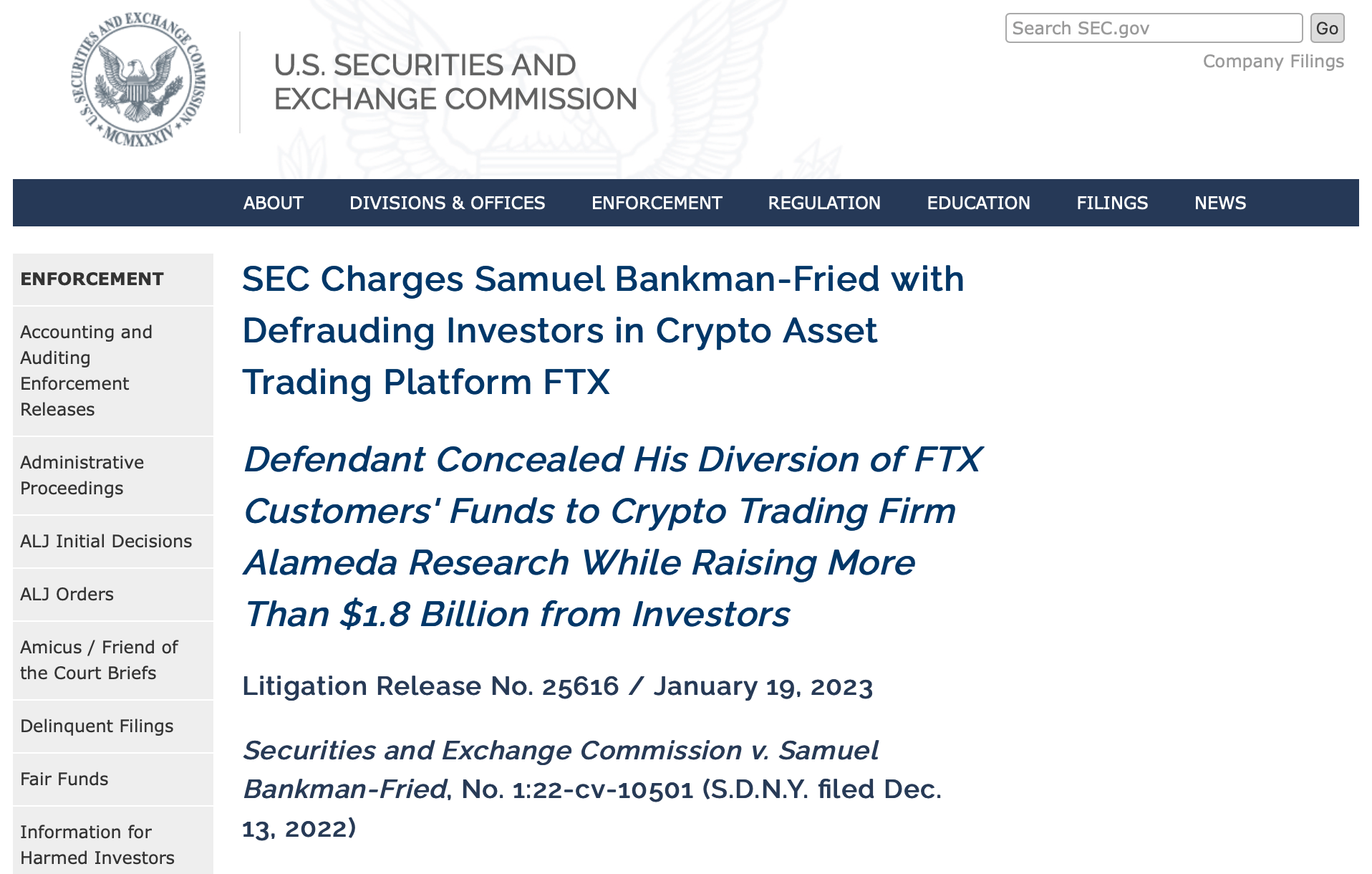 Глава SEC назвал три признака мошеннического криптовалютного проекта. Какие они? Обвинения Сэма Банкмана-Фрида со стороны Комиссии по ценным бумагам и биржам США. Фото.
