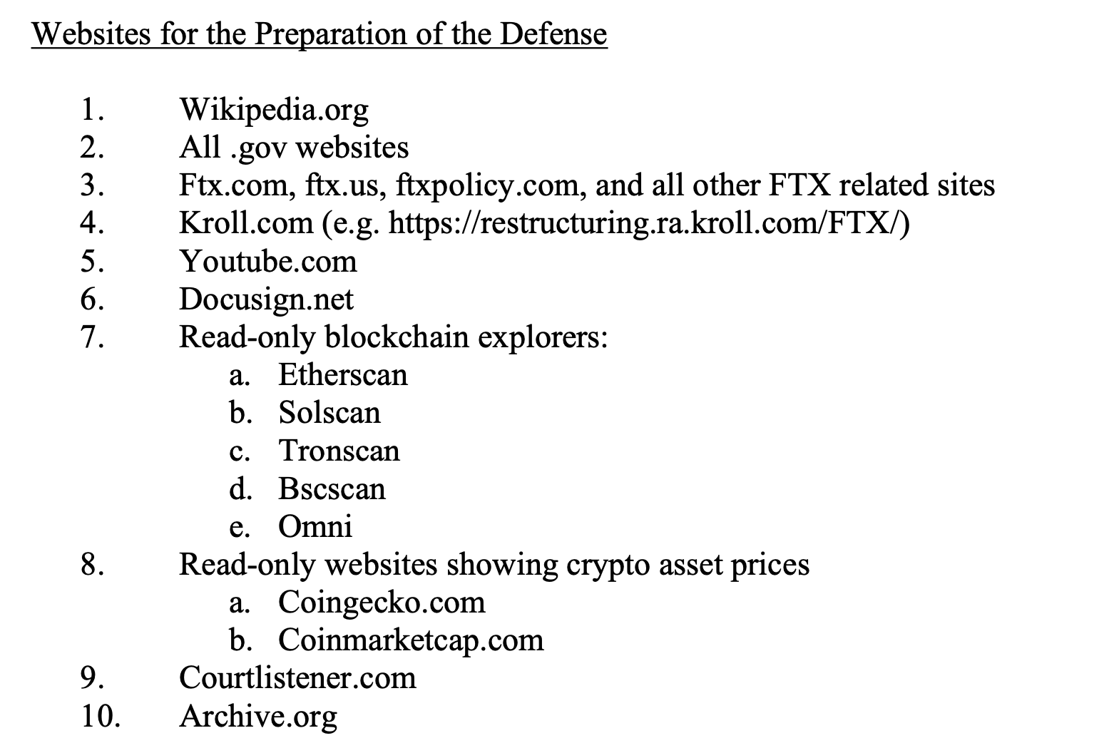 Что происходит с основателем криптобиржи FTX. Список сайтов для подготовки к защите по делу для основателя криптобиржи FTX Сэма Банкмана-Фрида. Фото.