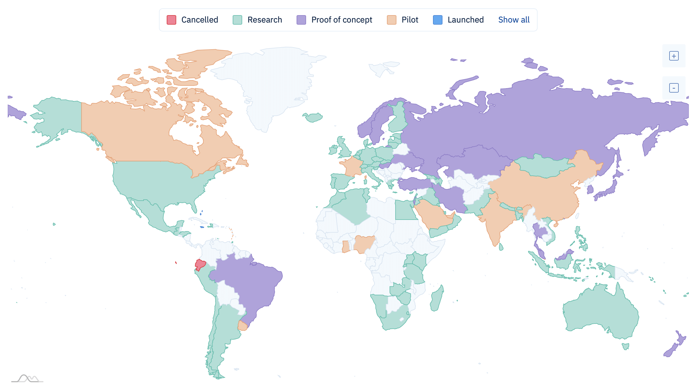 Что будет с криптовалютами в будущем. Карта принятия CBDC в разных странах мира. Фото.