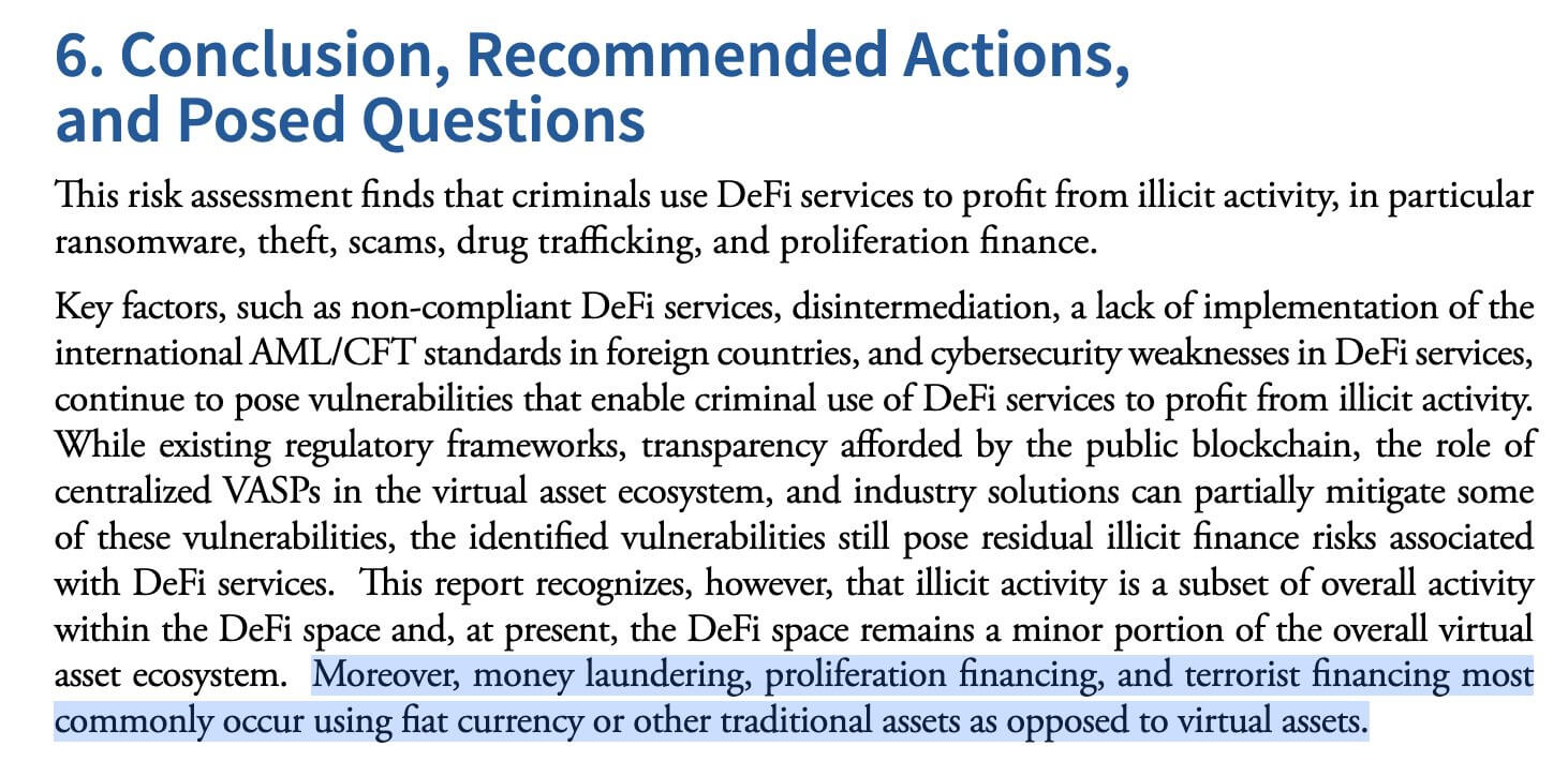 За что критикуют децентрализованные криптовалюты. Упоминание фиатных валют в DeFi-отчёте Минфина США. Фото.