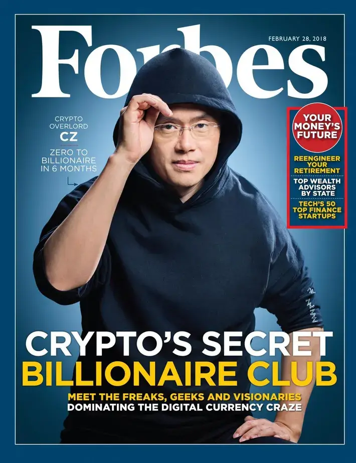 Детали исков против Binance и Coinbase. CEO Binance Чанпен Чжао на обложке Forbes. Фото.