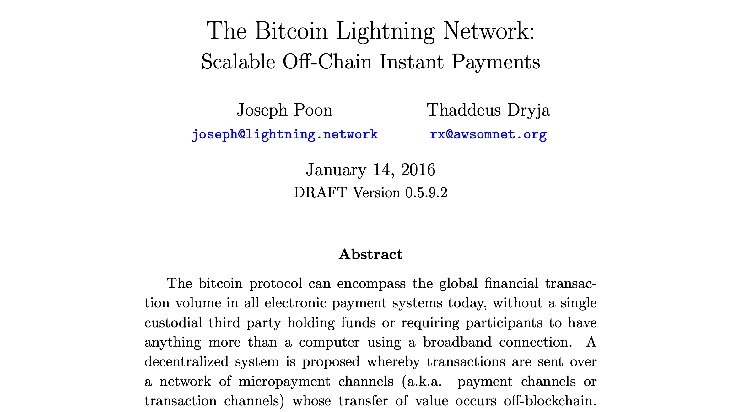 Что такое сеть Lightning Network и зачем она нужна. Вайтпейпер разработчиков Lightning Network. Фото.