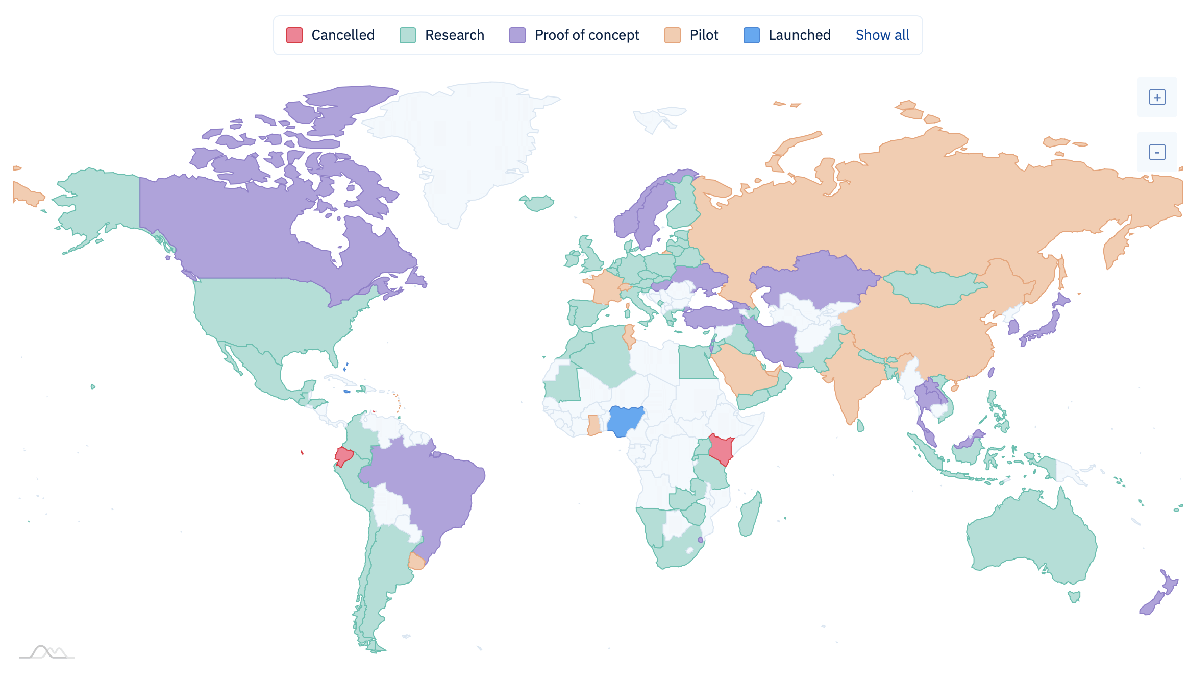 Сколько будет стоить Биткоин в будущем? Карта мира со статусом разработки CBDC в разных странах. Фото.