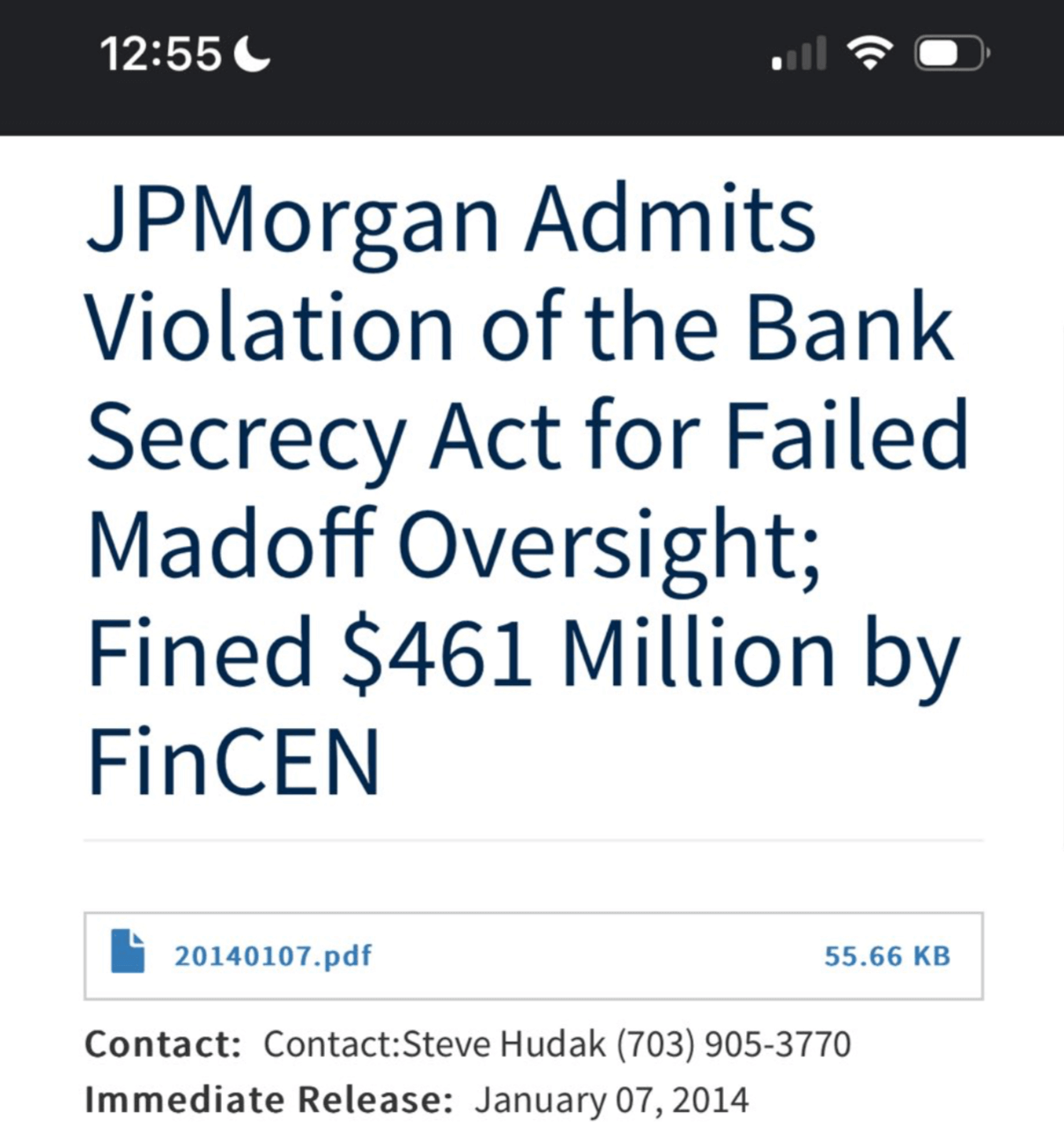 Как критикуют Биткоин. Статья о выплате штрафа JPMorgan. Фото.