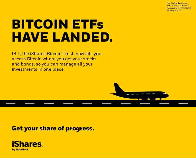 Как продвигают ETF на криптовалюты. Новая реклама Биткоин-ETF от компании BlackRock. Фото.