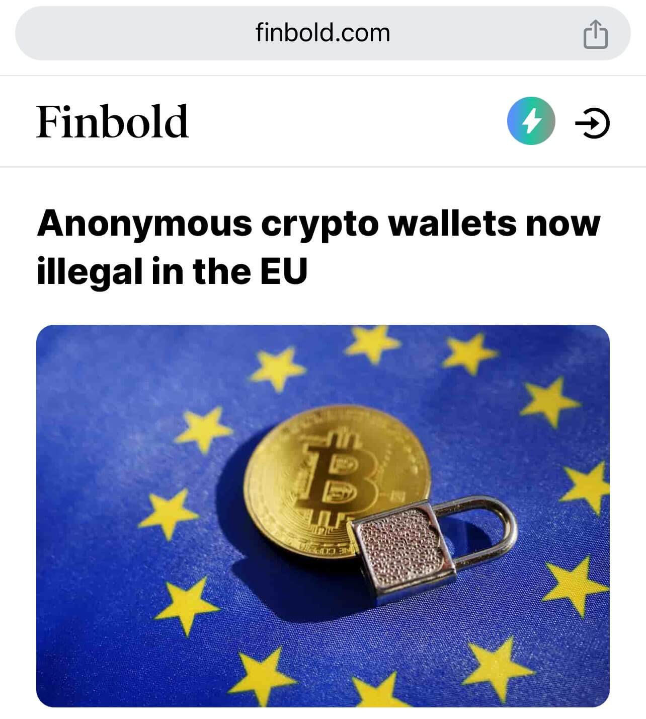 Запретили ли криптовалюты в Европе. Статья с вводящим в заблуждение заголовком о запрете крипты в ЕС. Фото.