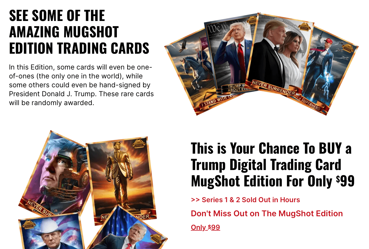 Что будет с криптовалютами после выборов. NFT-коллекция Trump Digital Trading Cards от Дональда Трампа. Фото.