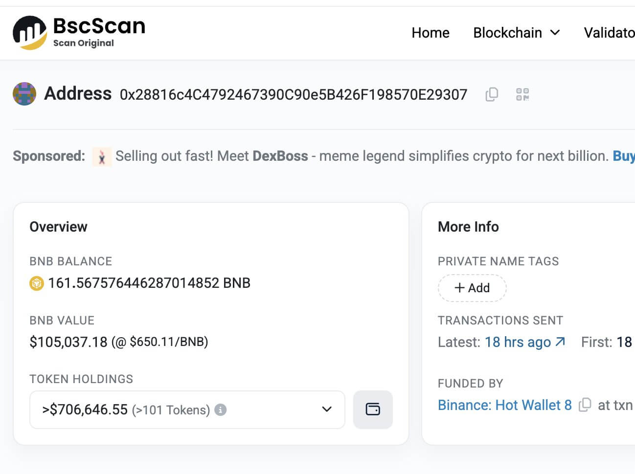 Что будет с жертвами мем-токена LIBRA? Адрес кошелька бывшего руководителя криптобиржи Binance Чанпена Чжао. Фото.