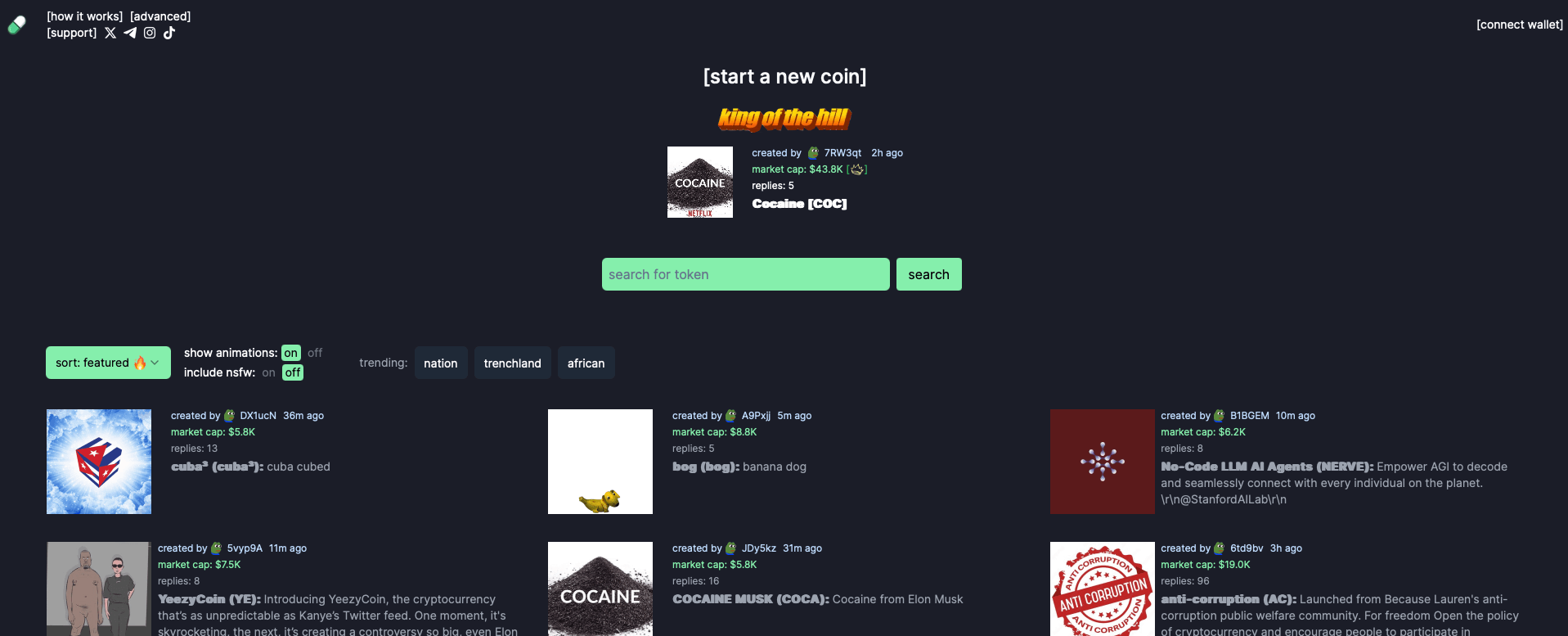 Что будет с мем-токенами дальше. Интерфейс платформы pump.fun. Фото.