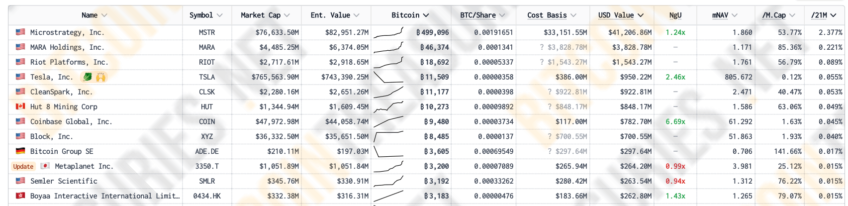 Кто покупает новые биткоины? Топ корпоративных держателей BTC. Фото.