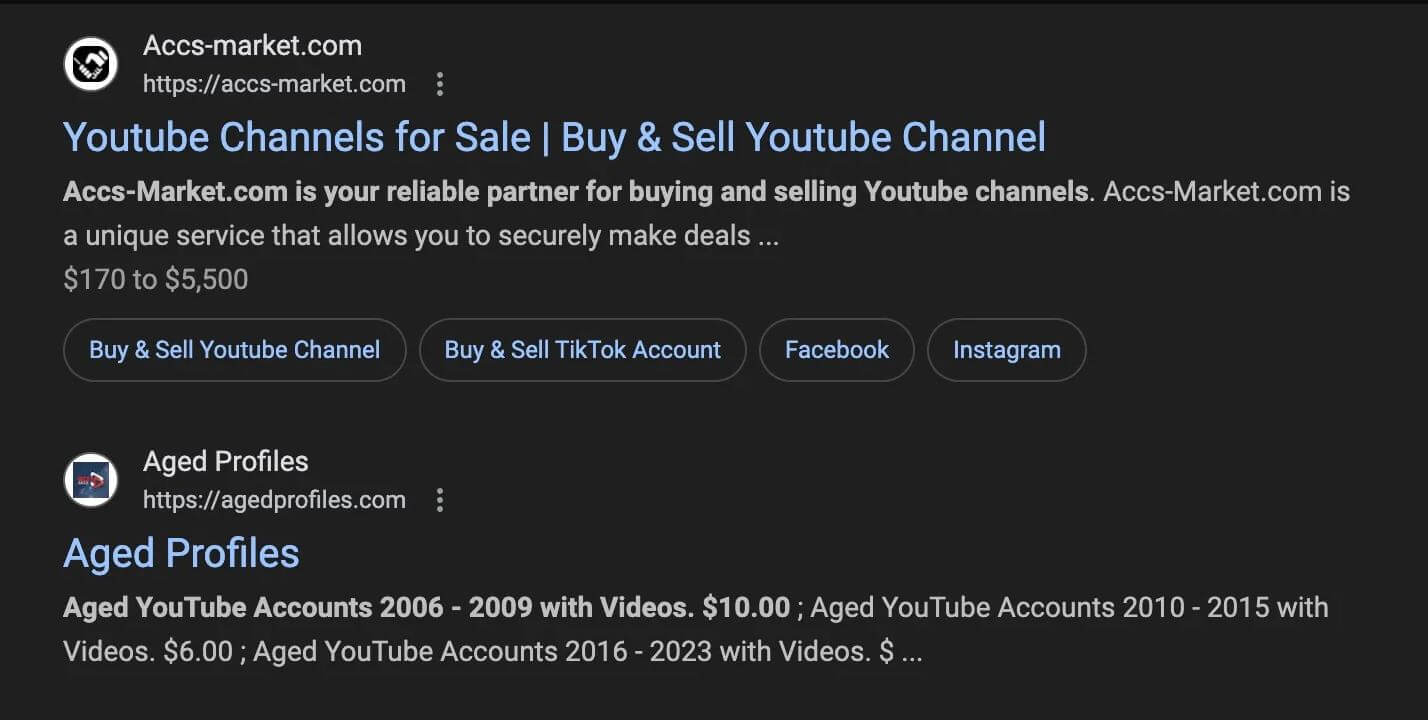 Схема кражи криптовалют. Реклама продажи каналов на YouTube. Фото.