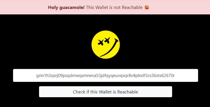 Настройка кошелька GRIM для криптовалюты Grin. Недоступный кошелёк Grin при проверке. Фото.