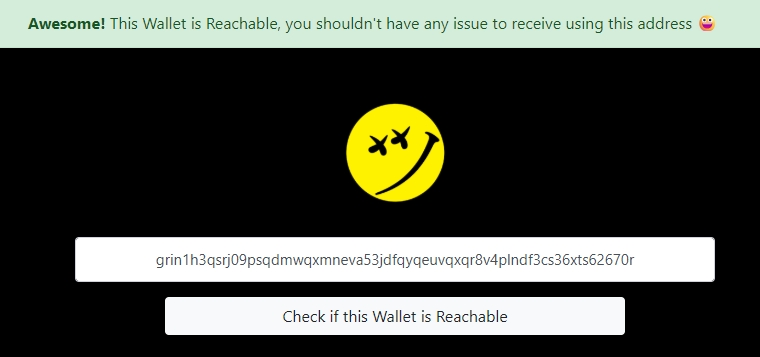 Настройка кошелька GRIM для криптовалюты Grin. Доступный кошелёк Grin при проверке. Фото.