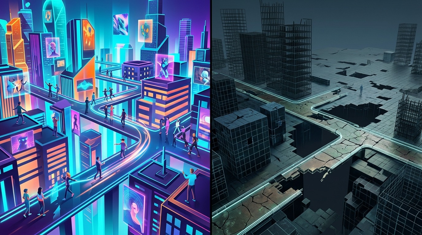 Почему отскок цен метавселенной не меняет картину. 2021 vs 2025: от хайпа метавселенных к пустым виртуальным мирам. Почему отскок цен метавселенной не меняет картину. 2021 vs 2025: от хайпа метавселенных к пустым виртуальным мирам. Фото.