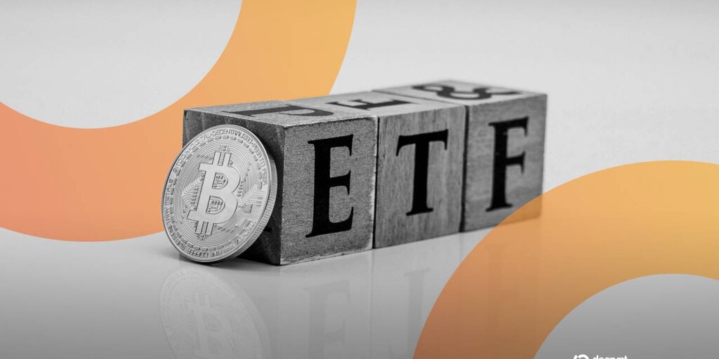 BlackRock IBIT Bitcoin ETF inflows chart on financial dashboard, blue and orange tones