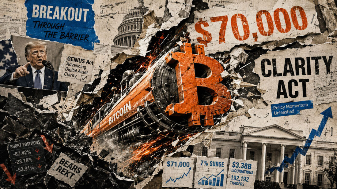 US Treasury building with falling bond yield chart overlay, financial editorial illustration