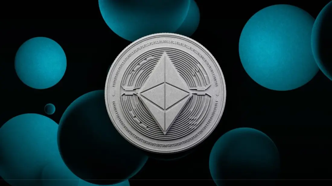 Corporate treasury vault filled with glowing Ethereum coins, financial charts on wall screens