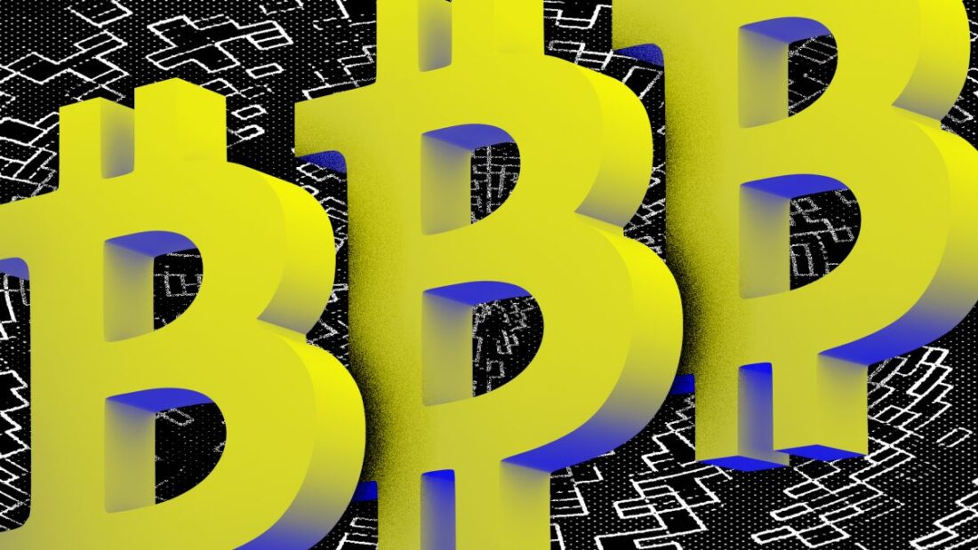 Corporate Bitcoin treasury vault filled with digital coins, Strive logo on financial screens