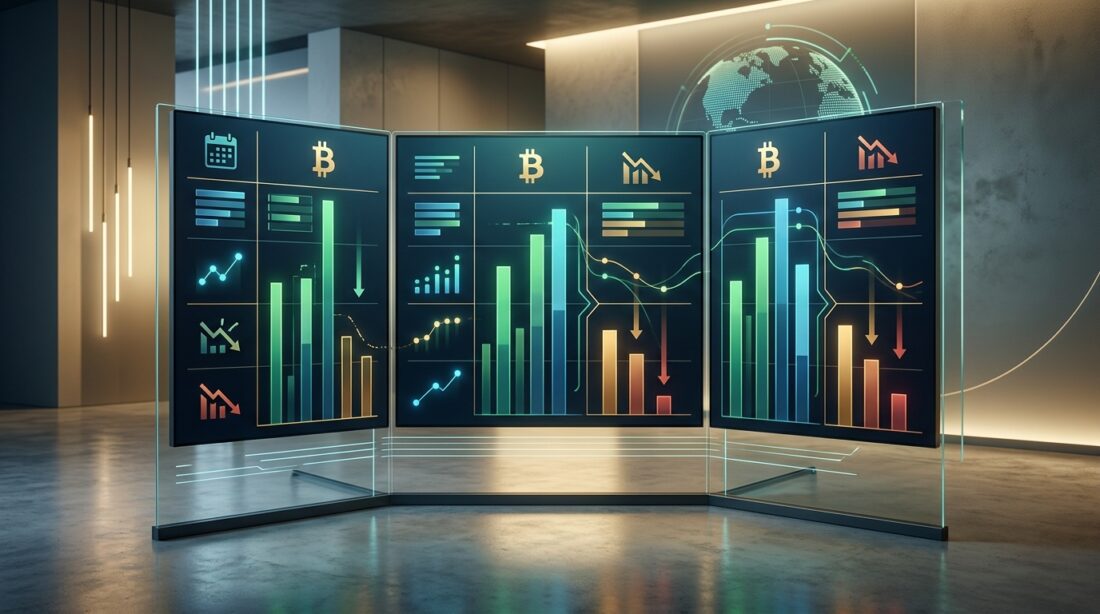 Интерактивные панели с графиками и данными о Биткоине