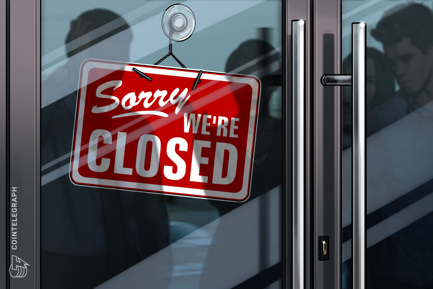 Стеклянная дверь с табличкой Sorry We're Closed