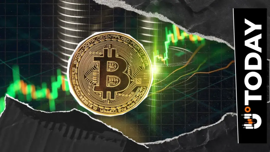 Золотая монета Bitcoin на фоне растущих графиков цены
